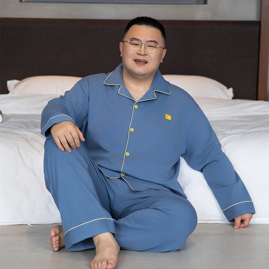 Herren-Pyjama-Set, Baumwolle, Langarm, Übergrößen