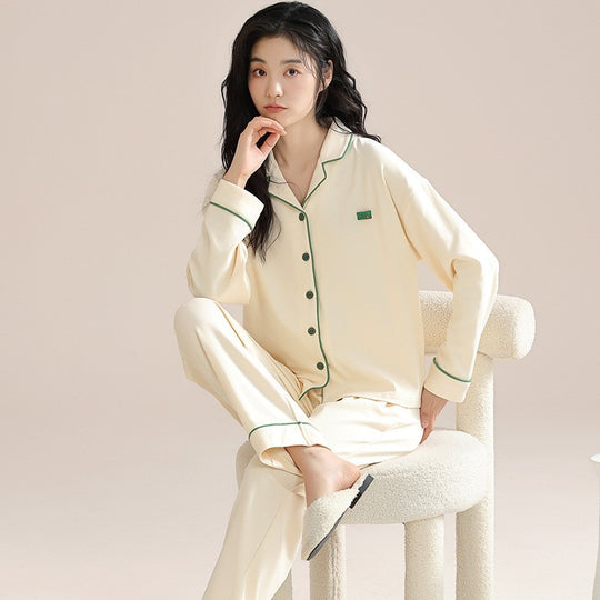 Damen-Pyjama-Set, 100% Baumwolle, langärmelig
