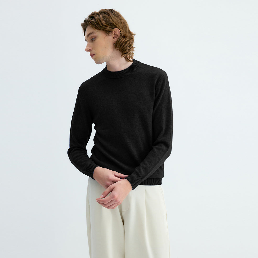 Herren Pullover aus 100% Schafwolle, Stehkragen