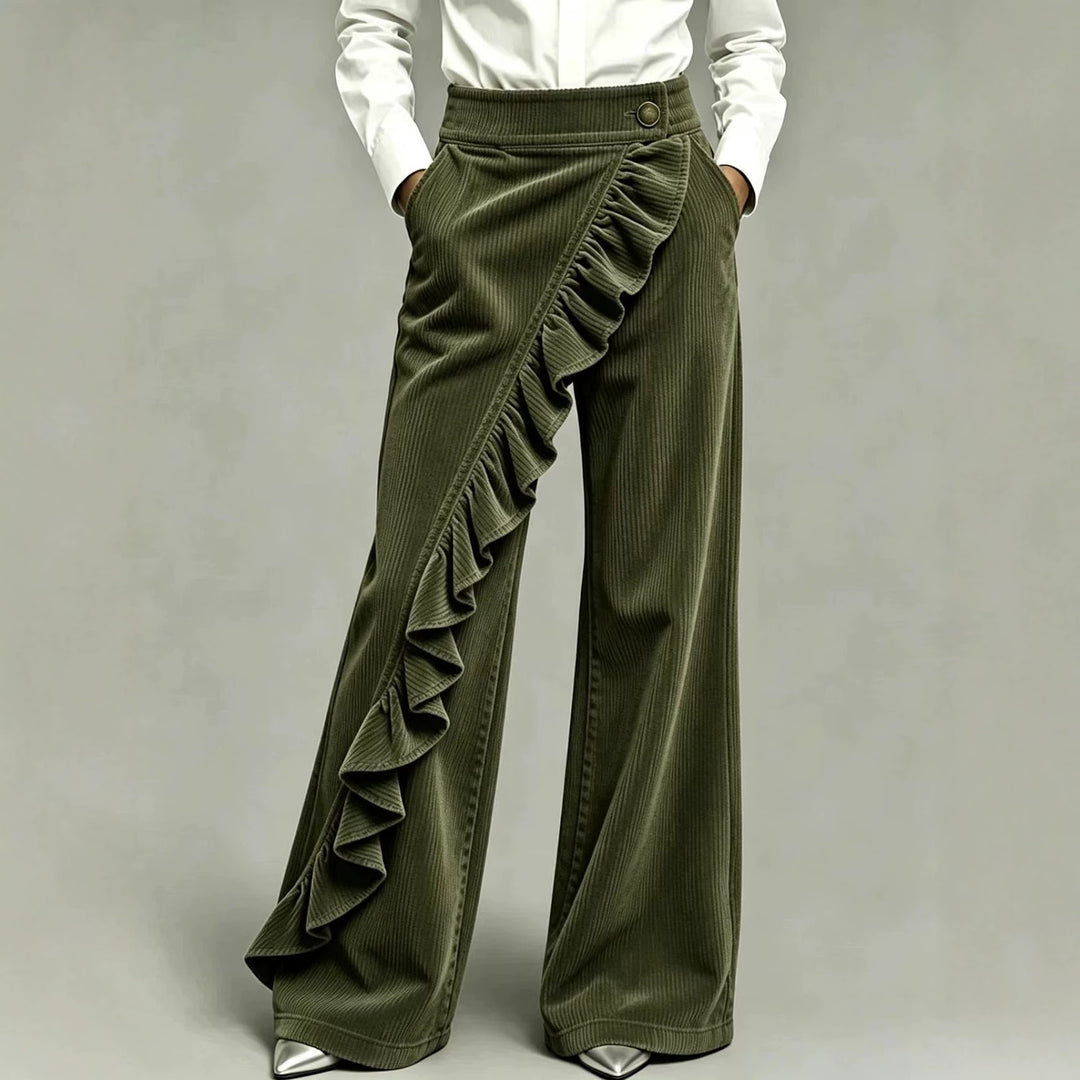 Damen-Cordhose mit Schlag und hohem Bund