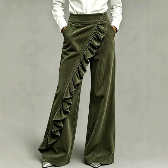 Damen-Cordhose mit Schlag und hohem Bund