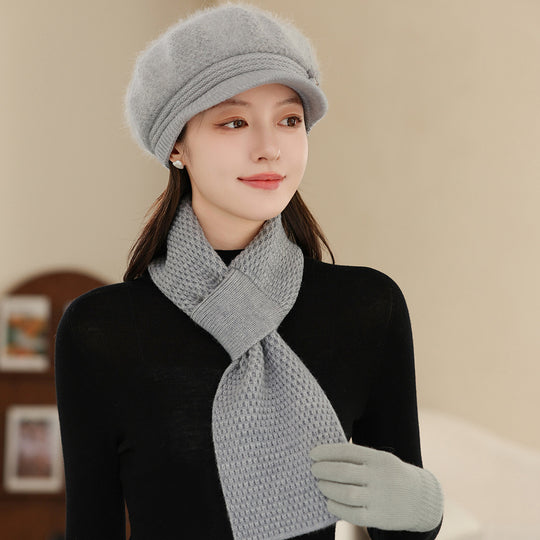 Damen Strick-Set: Warme Mütze, Schal und Handschuhe