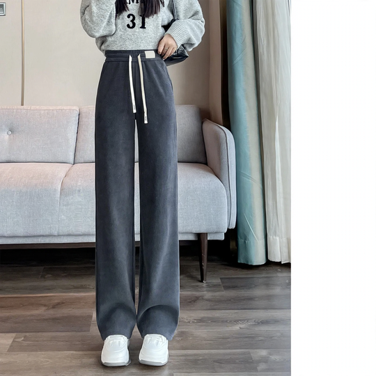 Gefütterte Cord-Freizeithose mit hohem Bund