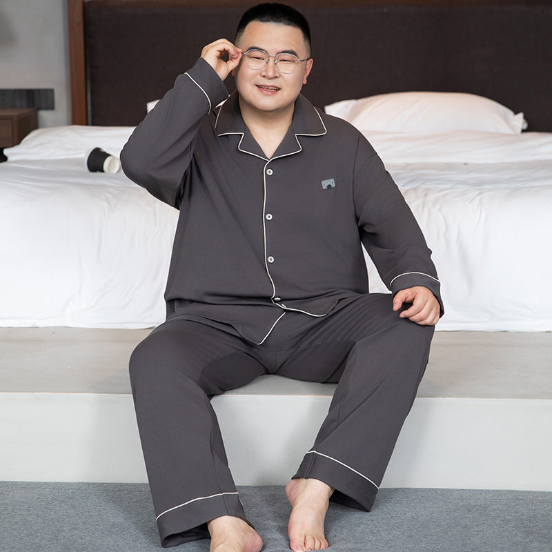 Herren-Pyjama-Set, Baumwolle, Langarm, Übergrößen