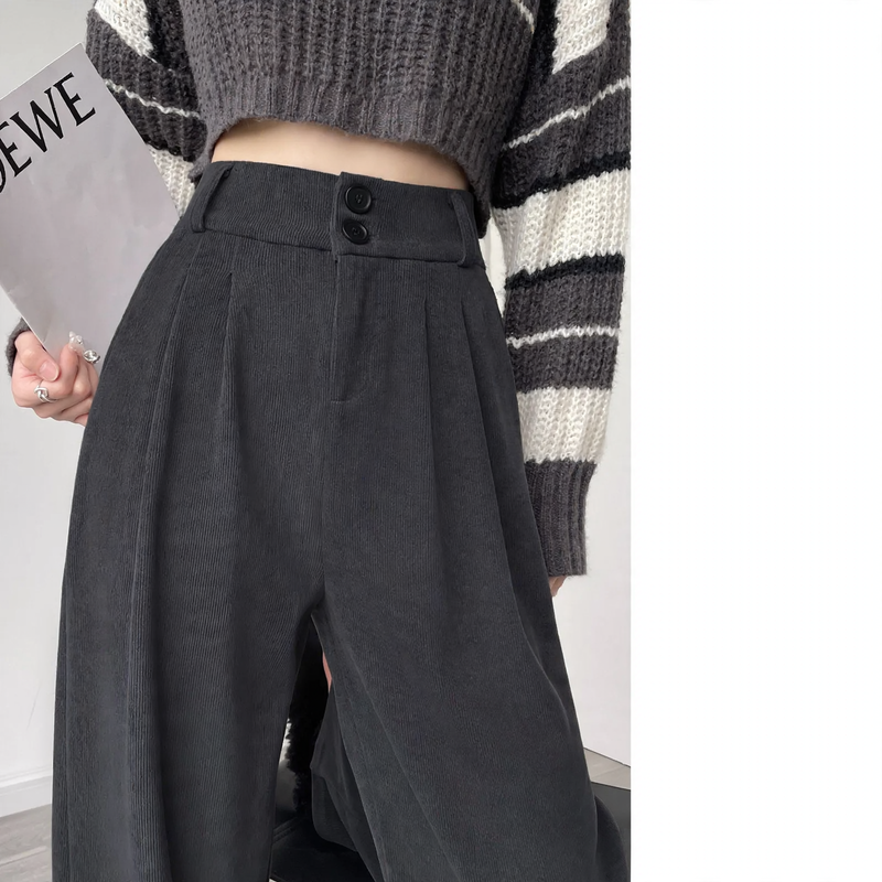 Damen-Cordhose, gefüttert, gerader Schnitt