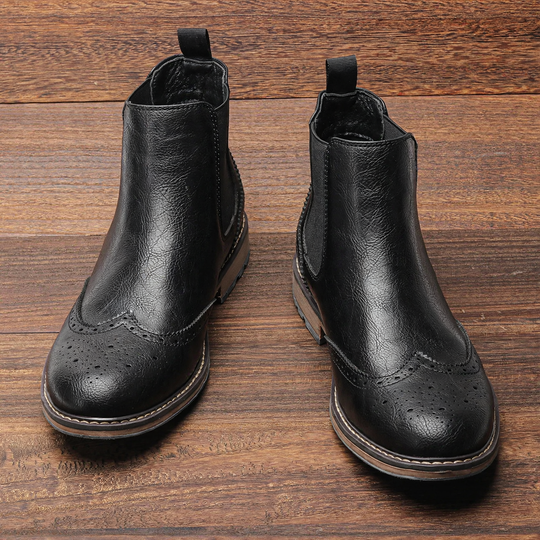 Herren Chelsea-Stiefel, Brogue-Design, atmungsaktiv
