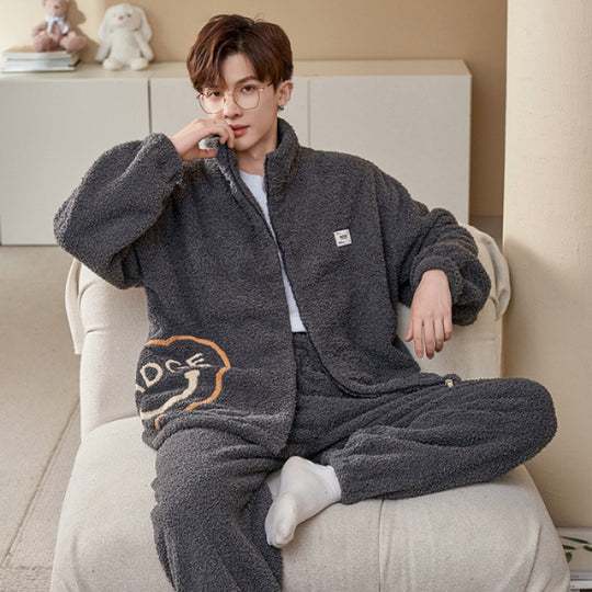 Herren-Pyjama-Set, Flanell mit Reißverschluss, warm