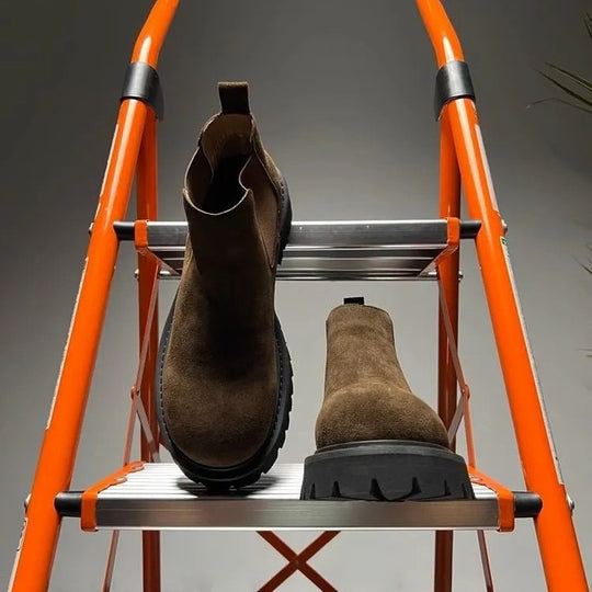 Herren-Chelsea-Stiefel aus Wildleder-Optik, flacher Absatz