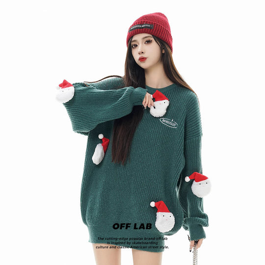 Retro Weihnachts-Strickpullover für Paare, verdickt