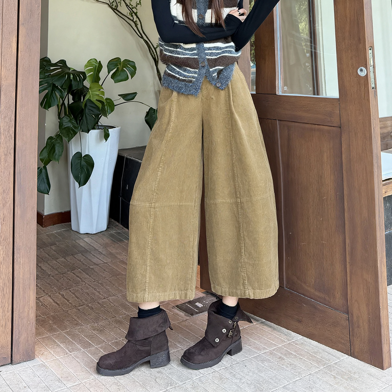 Damen-Cordhose, hoch tailliert, Ballon-Schnitt