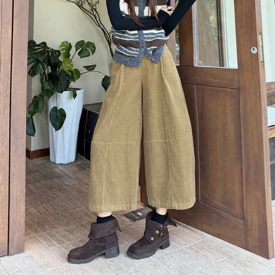 Damen-Cordhose, hoch tailliert, Ballon-Schnitt