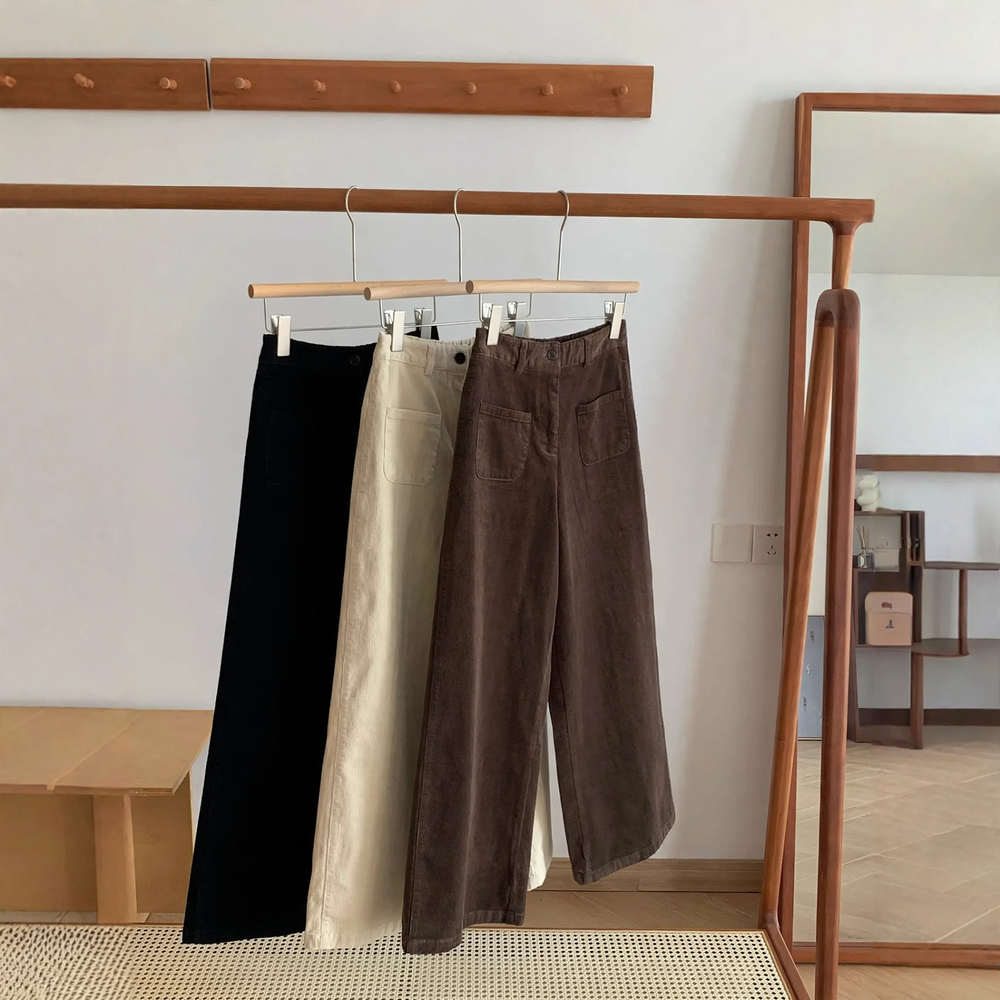Damen-Cordhose, hoch tailliert, gerade geschnitten, Vintage-Stil