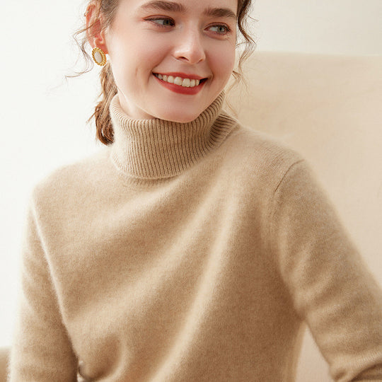 Damen Rollkragenpullover aus 100% Kaschmir, warm
