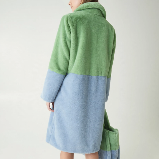 Damen-Mantel aus Kunstfell, warm, mittellang