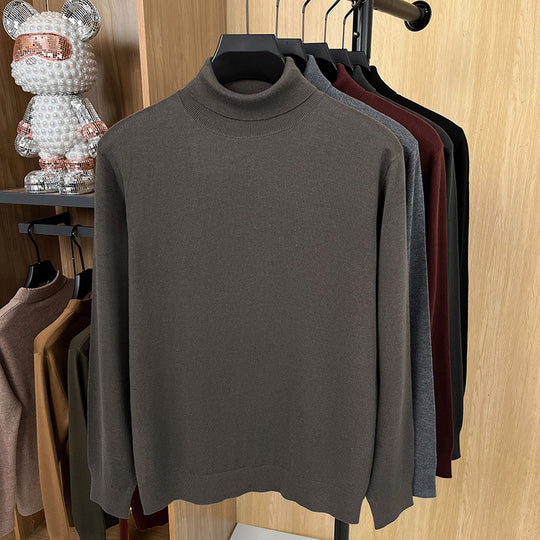 Herren-Pullover aus Seide und Schafwolle, Stehkragen