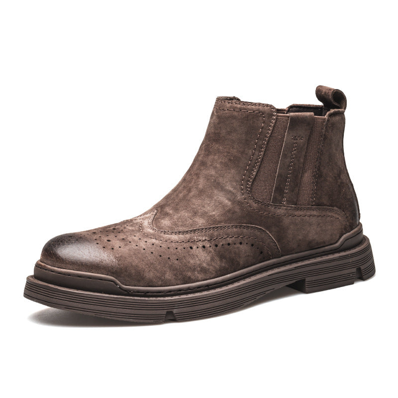 Herren-Chelsea-Boots aus Leder, gefüttert, flach