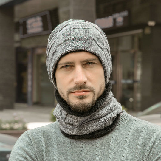 Winter-Strickmütze und Schal Set, gefüttert, 9507