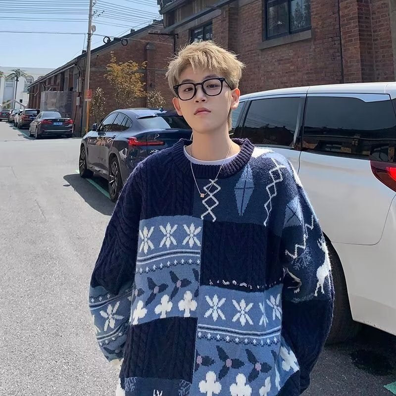 Gefütterter Strickpullover im japanischen Retro-Stil