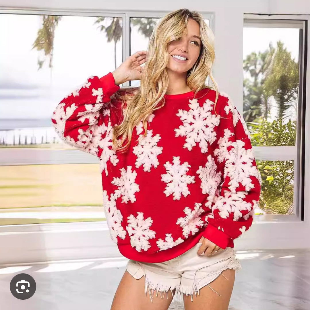 Damen-Strickpullover mit Blumenstickerei