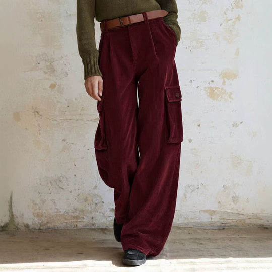 Vielseitige Cord-Cargohose mit hohem Bund