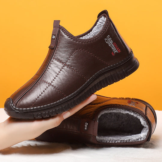 Gefütterte Herren-Kurzstiefel aus Kunstleder, warm und bequem