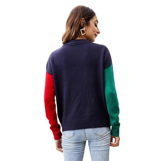 Weihnachts-Strickpullover mit Schneeflocken-Muster