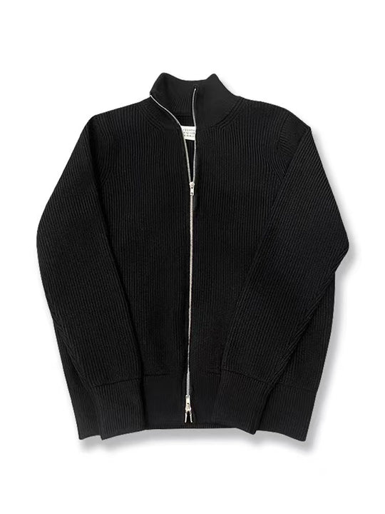 Unisex-Strickjacke mit Rollkragen und Doppelreißverschluss