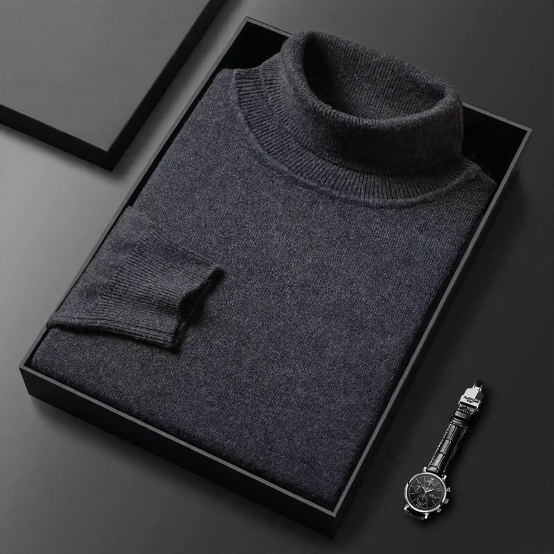 Herren-Kaschmirpullover mit Stehkragen