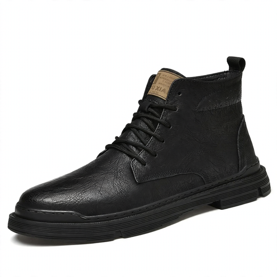 Gefütterte Herren-Lederstiefel mit Ziernähten