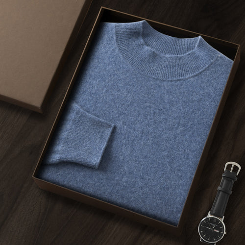 Herren-Kaschmirpullover, Stehkragen, dünn