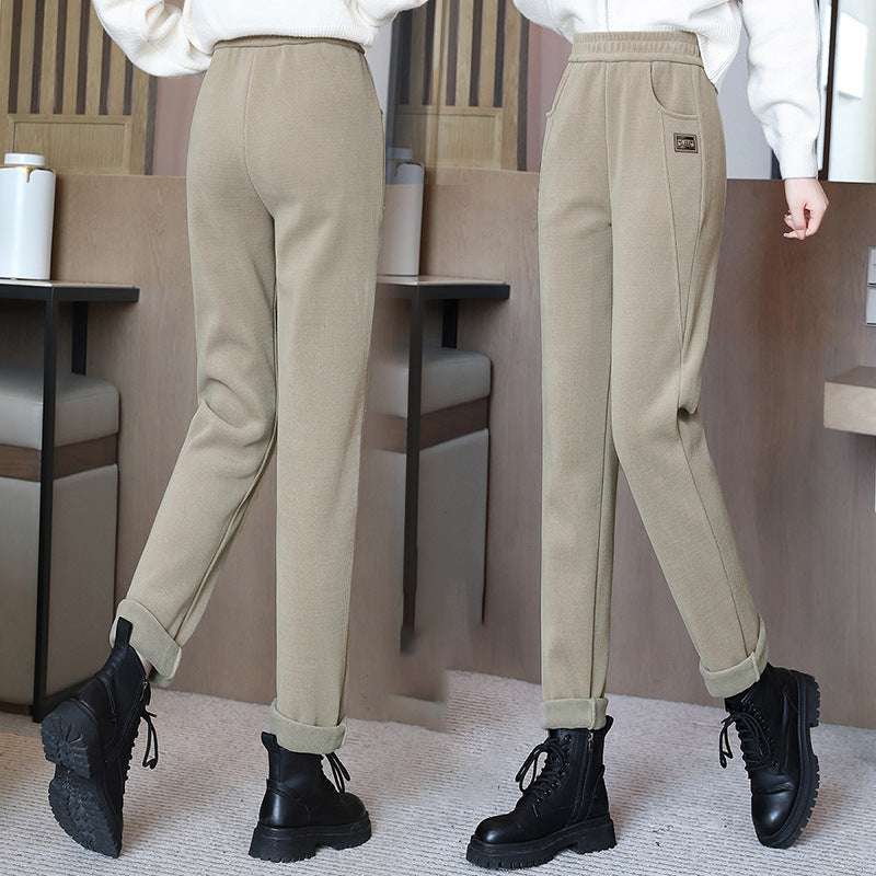 Damen-Kordhose, gefüttert, hoher Bund