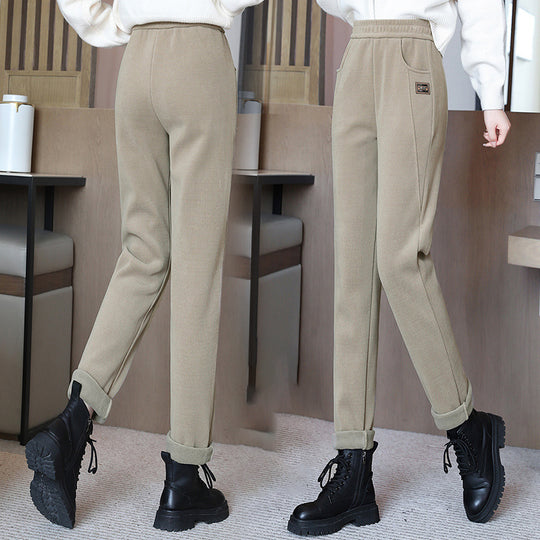 Damen-Kordhose, gefüttert, hoher Bund