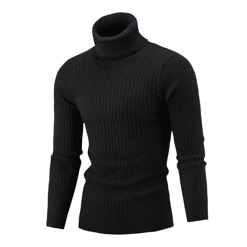 Herren-Strickpullover mit Rollkragen und Zopfmuster