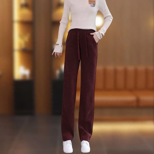 Gefütterte Kord-Hose, gerade Passform, elegant