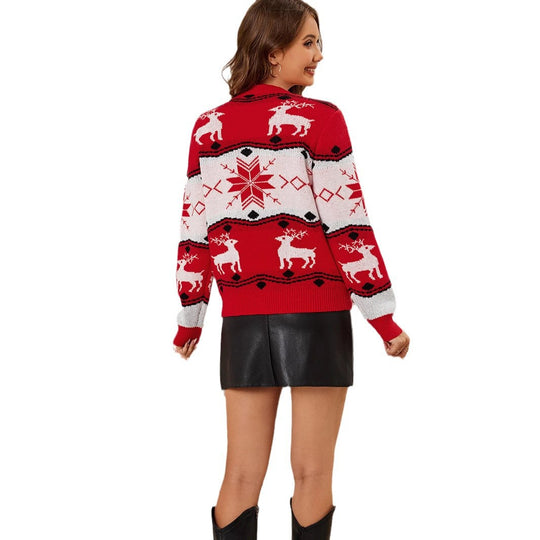Weihnachtspullover mit Rentier-Jacquard