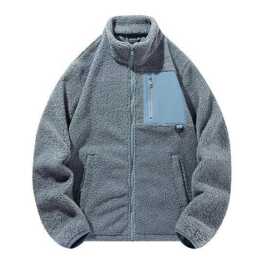Unisex-Fleecejacke mit Stehkragen und Taschen