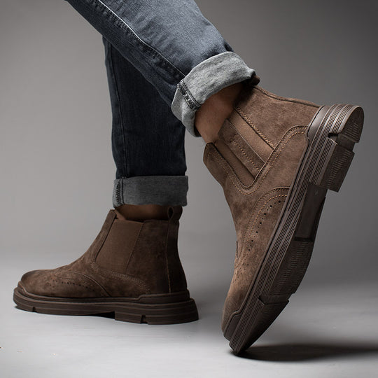 Herren-Chelsea-Boots aus Leder, gefüttert, flach