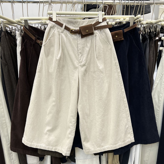 Damen-Cordhose, knielang, mit Gürteltasche