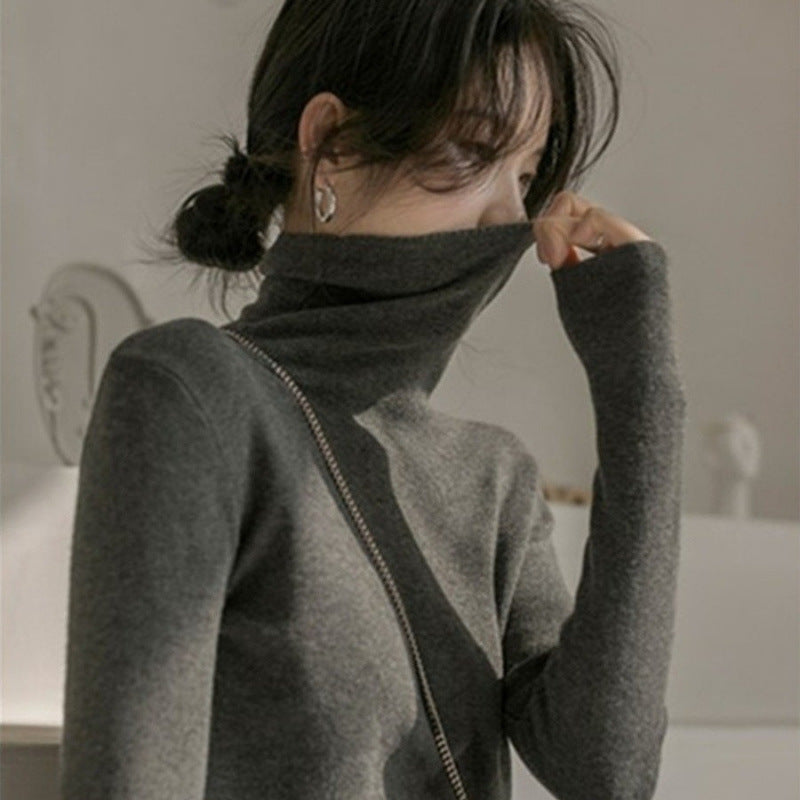 Damen-Strickpullover, figurbetont, mit Stehkragen