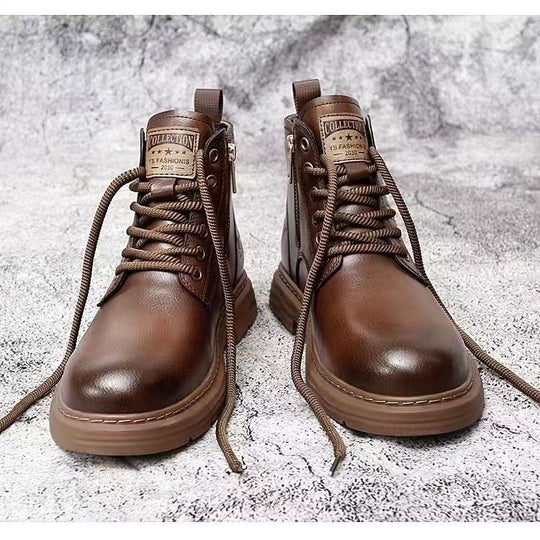 Herren-Stiefel, leicht, Vintage-Stil, Schnürstiefel