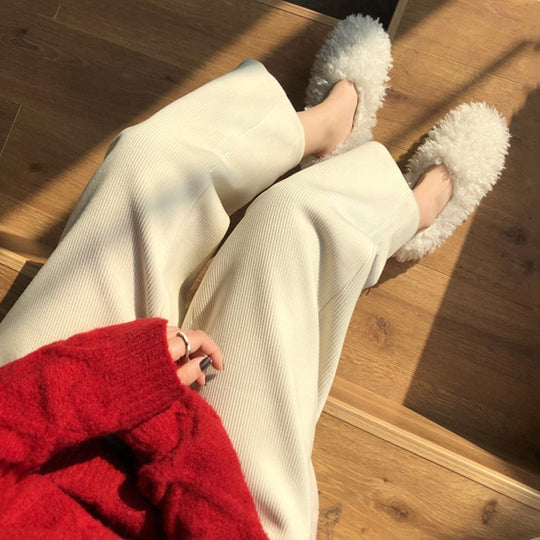 Cord-Hose mit hohem Bund, weit geschnitten, Damen
