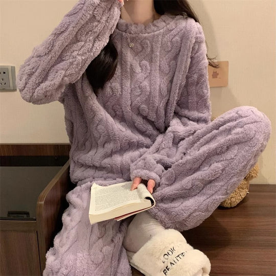 Flauschiges Jacquard-Hausanzug-Set für Paare