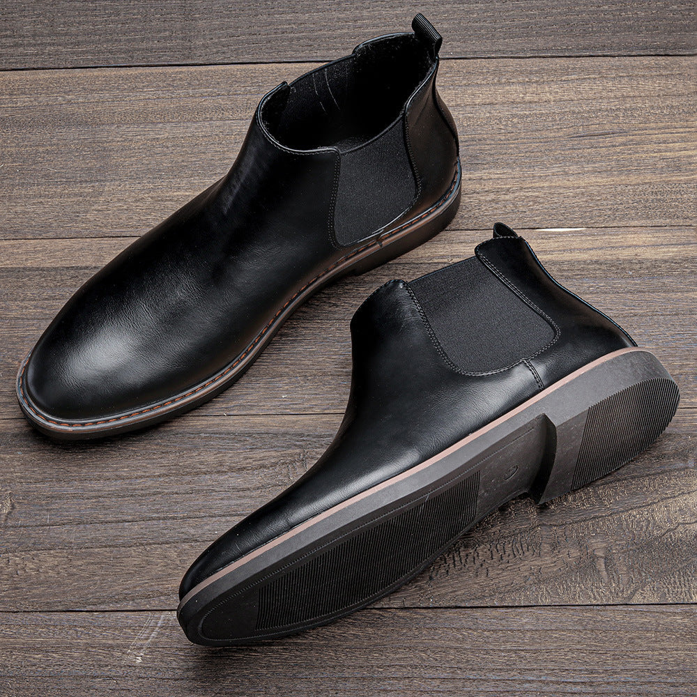 Herren-Chelsea-Stiefel, Kunstleder, rutschfeste Gummisohle