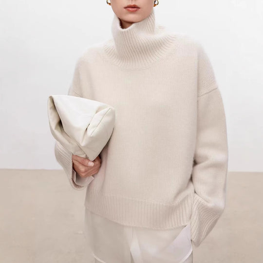 Damen-Rollkragenpullover, Oversize, für Herbst und Winter