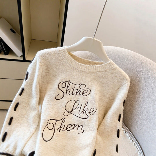 Vintage Strickpullover mit Stickerei für Damen