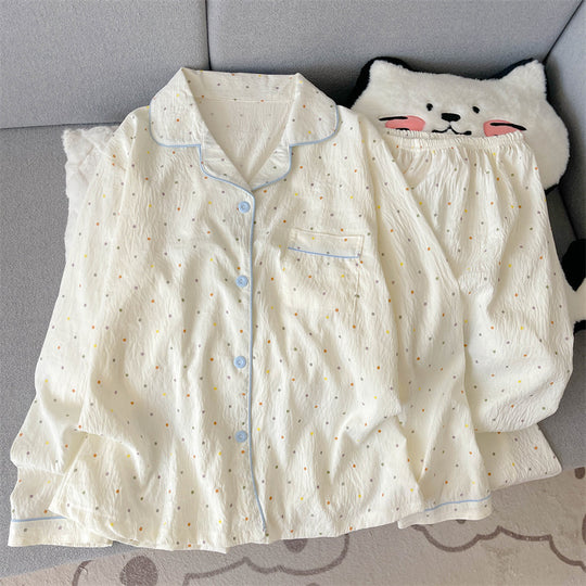 Damen-Pyjama-Set, gerippt, mit Kragen