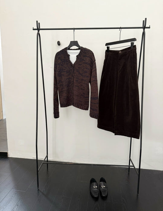 Kord-Culottes für Damen, hohe Taille, 7/8-Länge