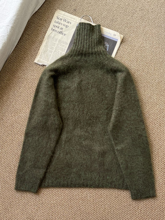 Damen-Rollkragenpullover aus 100% Schafwolle, locker