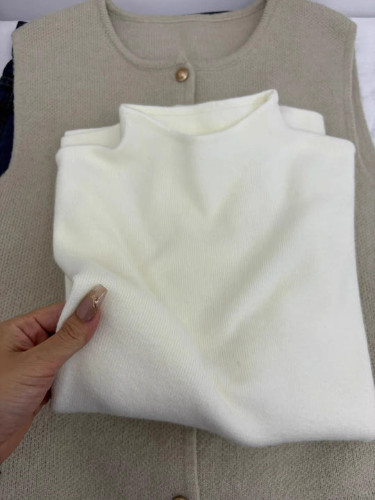 Damen-Strickpullover mit Stehkragen, vielseitiges Basic