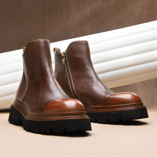 Herren Chelsea-Stiefel aus Rindsleder, mit Reißverschluss